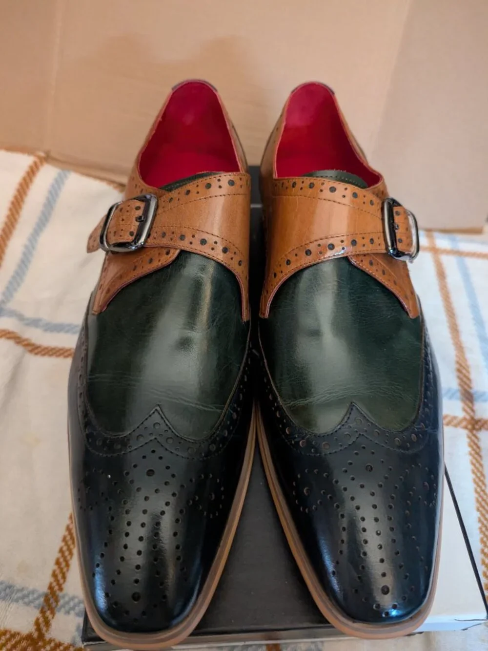 MORRETi Black Label Mens Oxfords Green/Olive/Tan 10.5